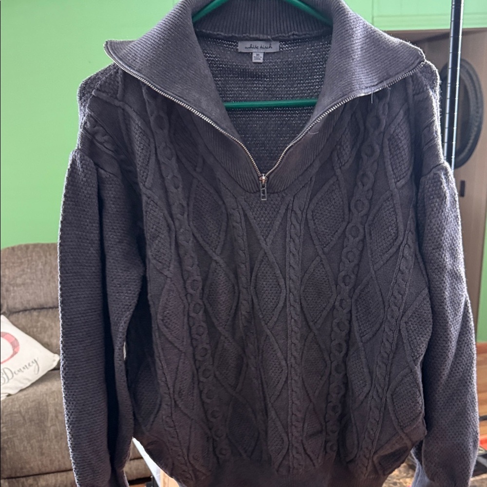 White Birch Women's Charcoal Zip-Up Sweater
